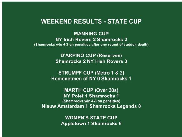 SHAMROCKS sunday schedule graphic