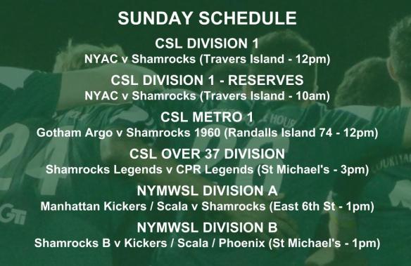SHAMROCKS sunday schedule graphic