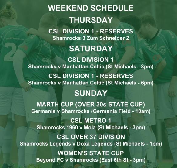 SHAMROCKS sunday schedule graphic